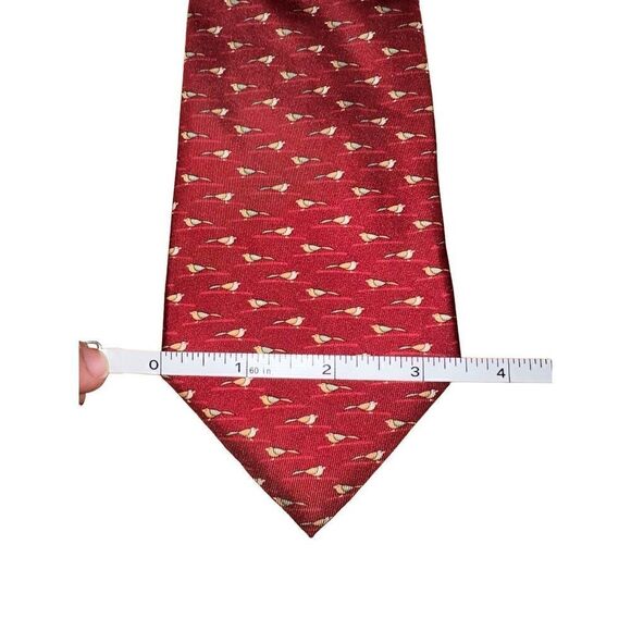 Salvatore Ferragamo Red Little Bird 100% Silk Handmade in Italy Tie - Picture 3 of 6